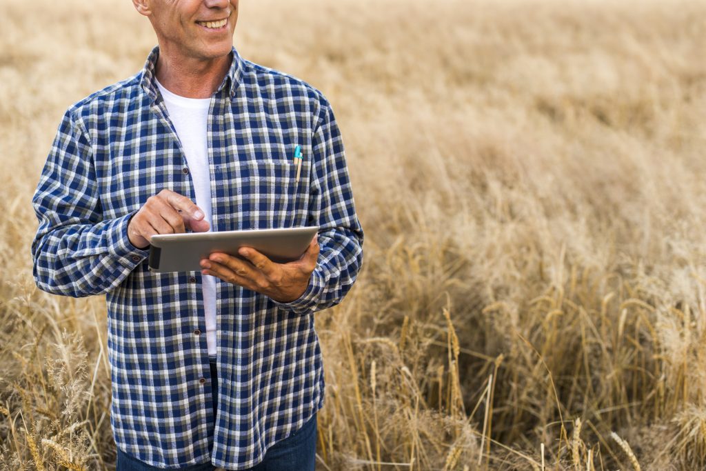 medium view agronomist with tablet