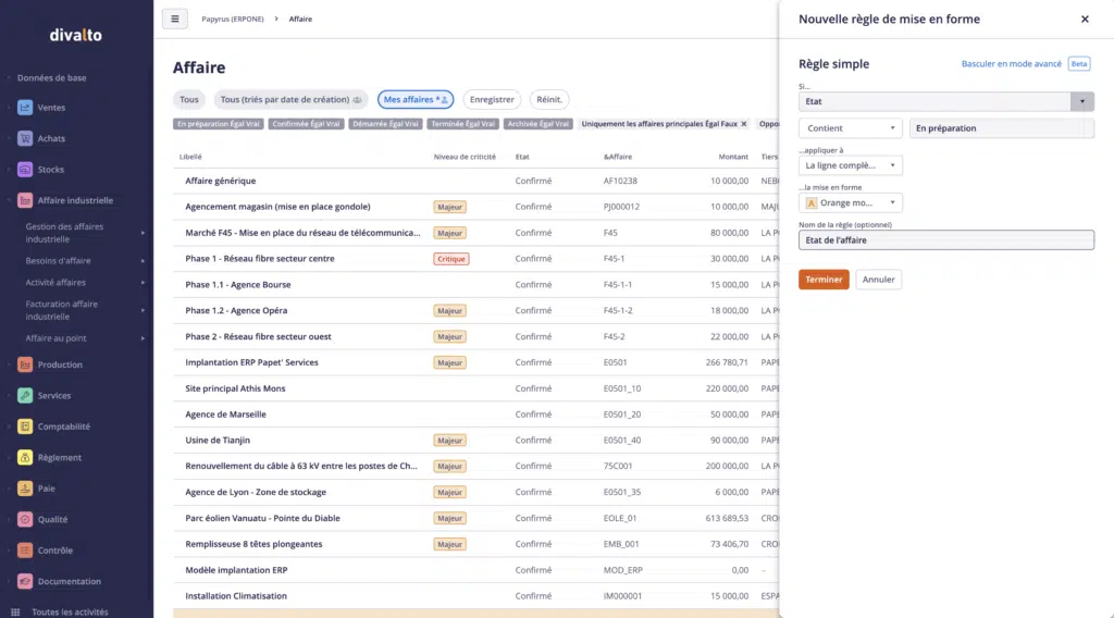 Module Production dans l'ERP