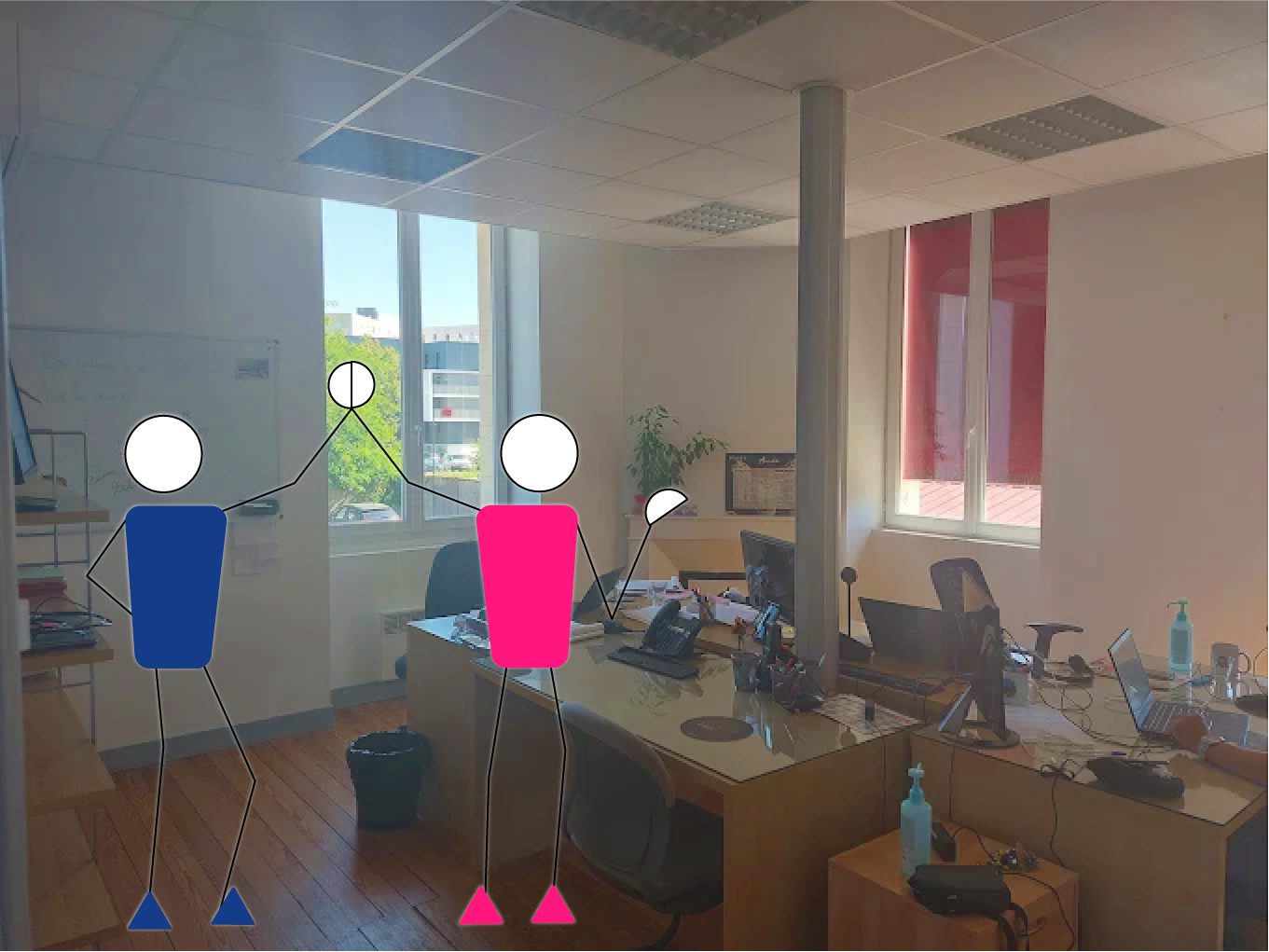 illustration incrustée sur photo des bureaux de Bordeaux