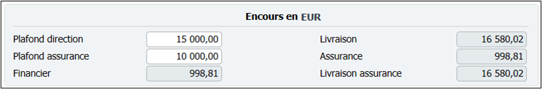 plafonds encours sur fiche client